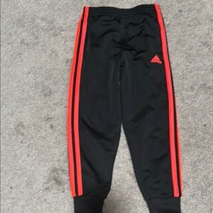 Adidas Kids Black Joggers with Red Stripes